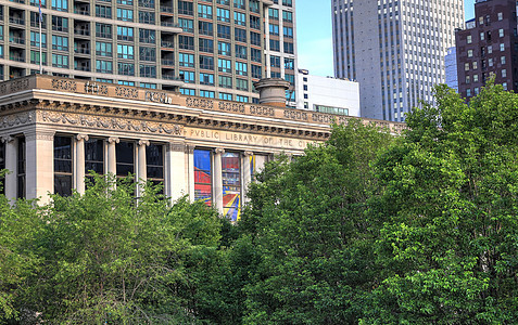 伊利诺伊州芝加哥芝加哥文化中心民众地标建筑城市图书馆窗户旅行玻璃教育市中心图片