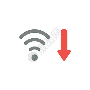 带箭头 po 的 wifi 无线平面设计风格矢量概念手机热点技术损失插图药片笔记本网络领带失败图片