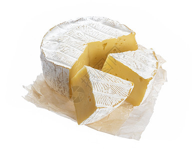 白色背景上孤立的磁盘食物羊皮纸牛奶圆形美食模具产品黄色小吃奶油图片
