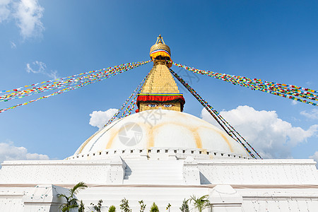 加德满都的眼睛佛塔菩萨经幡旅游晴天佛教徒旗帜精神崇拜图片