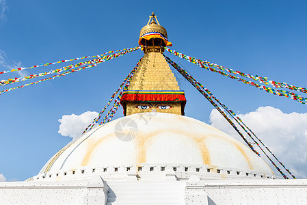 加德满都的信仰神社蓝色精神晴天世界遗产地标佛塔旅游天空图片