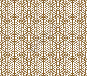 基于日本饰品 Kumik 的无缝模式激光纺织品黄色网格格子装饰品织物六边形白色马赛克背景图片