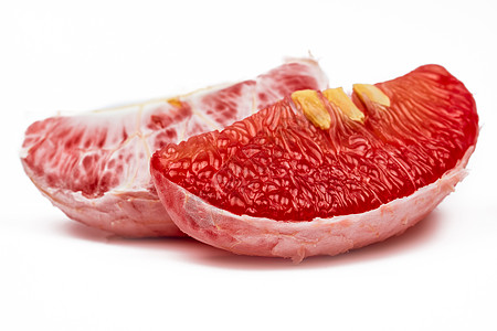 红柚果肉与种子隔离在白色背景 泰国暹罗红宝石柚子 维生素 C 抗氧化剂 和钾的天然来源 延缓衰老的健康食品图片