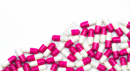 五颜六色的抗生素胶囊药片在白色背景下与复制空间分离 耐药 抗生素用药合理 卫生政策和医保理念 医药行业 药房背景健康保险临床医院图片