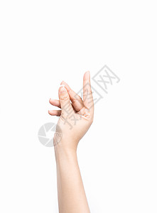亚洲女性用手指握着虚拟商业名片的亲近手图片