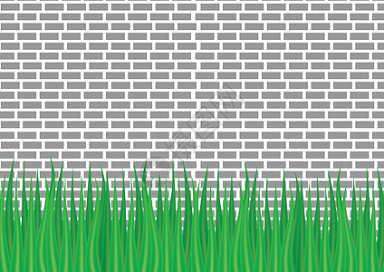 从下面看灰色砖墙和绿草插图墙纸花园国家藤蔓房子园艺框架杂草石工图片