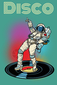 迪斯科 女宇航员跳舞技术转盘旋转娱乐专辑留声机标签女士女孩歌曲图片