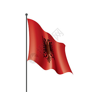白色背景上的阿尔巴尼亚旗帜矢量插图旅行世界庆典国家全球红色黑色波纹爱国自由图片