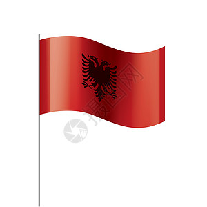 白色背景上的阿尔巴尼亚旗帜矢量插图政治波纹国家全球绳索自由世界横幅旅行爱国图片
