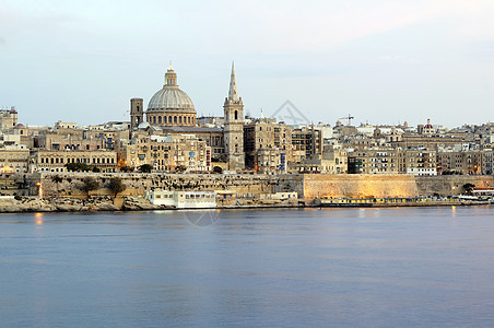 马耳他瓦莱塔全景城市地标旅行旅游港口教会大教堂建筑学首都景观图片