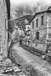 意大利乌姆布里亚古比奥中世纪城镇古比奥的景象街道建筑学教会文化访客城市建筑旅游历史脚步材料图片