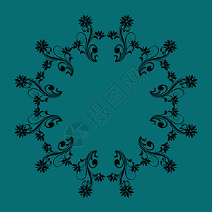 现代图案 矢量背景 黑色弧形和绿色的螺旋 Trindy花卉装饰图片