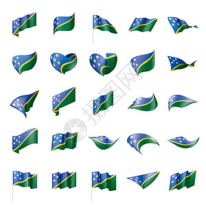 所罗门群岛它制作图案框架爱国白色丝带自由庆典横幅蓝色绿色织物图片