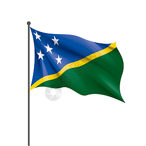 白色背景上的所罗门群岛插图框架国家自由旅行横幅丝带蓝色织物庆典爱国图片