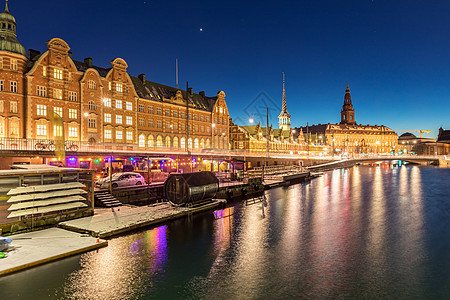 哥本哈根达马克之夜正方形城堡历史旅行旅游建筑家庭游客观光建筑学图片
