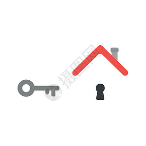 房子 roo 下钥匙和钥匙孔的矢量图标概念图片