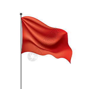 在白色背景上挥舞着红旗标准磁带网络织物徽章插图纺织品海浪横幅标签图片