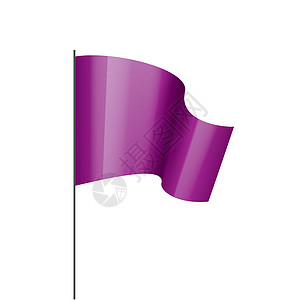 在白色背景上挥舞着紫色旗帜横幅网络艺术织物商业材料公告标准丝绸天鹅绒图片