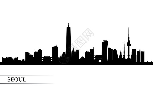 首尔市上天线环影背景海报景观首都宝塔地标插图文化明信片天际建筑图片
