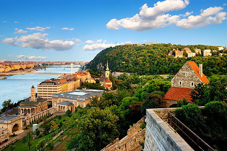 布达佩斯旅游阳光日落公园蓝色建筑学地标天线建筑日出图片