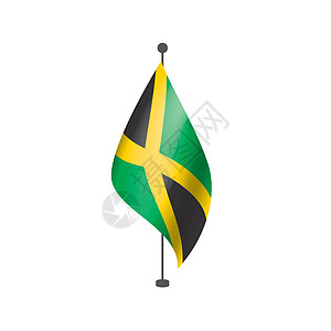 白色背景上的牙买加旗帜矢量插图联盟黑色世界旅行海浪国家全球庆典丝带框架图片