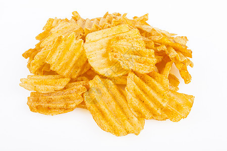 Chips Pile 芯片饼反射垃圾育肥波纹油炸团体盐渍小吃芯片胡椒图片