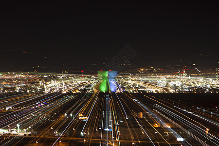 灯光小道商业城市运动汽车车辆速度景观摩天大楼天际公共汽车图片