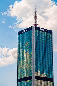 市中心Marriot公司高办公室大楼 城市中心建筑玻璃首都商业公司天线反射窗户酒店建筑学图片