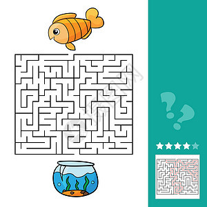 幼鱼教育迷宫游戏 儿童迷宫的矢量说明杂志乐趣婴儿幼儿园钥匙解决方案成就喜悦宠物卡通图片