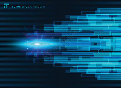抽象的蓝色虚拟技术概念未来派数字 bac科学辉光互联网横幅矩阵运动界面软件电子水平图片