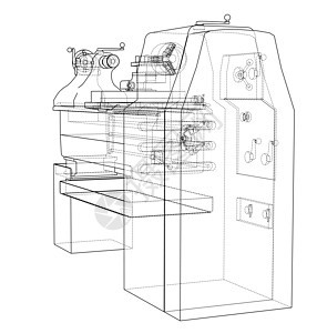 车床概念  3 的矢量渲染工程金工数控加工乐器工业技术生产铣削车削图片