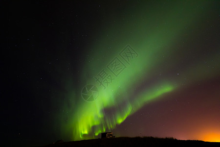 冰岛北光北极照光极星北极光房子建筑阳光地形国家夜景苔原丘陵北极星图片