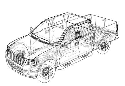 汽车 Suv 绘图轮廓 矢量渲染检查绘画蓝图车辆卡车越野车运输插图车轮草稿图片