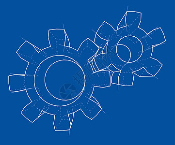 3D齿轮  3 的矢量渲染商业圆圈圆形技术艺术蓝色车辆蓝图工程力学图片