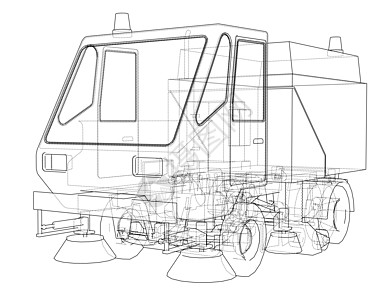 小街清洁小车概念草图服务汽车卡车车辆渲染运动引擎路面街道图片
