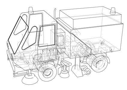小街清洁小车概念车辆技术草图路面引擎机器卡车刷子沥青服务图片