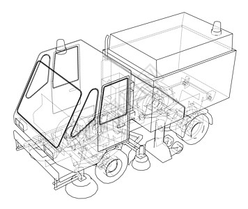 小街清洁小车概念服务汽车扫帚路面刷子运输运动机器车辆草图图片