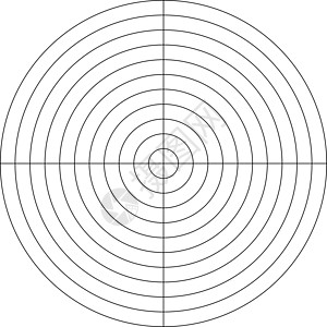 10个同心圆和90度阶梯的极地网格 空白矢量极图纸图片