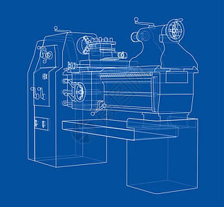 车床概念  3 的矢量渲染工业数控金工生产机械技术加工工厂铣削作坊图片