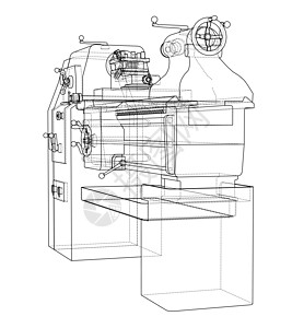 车床概念  3 的矢量渲染技术机械加工工厂数控生产铣削乐器工程工业图片