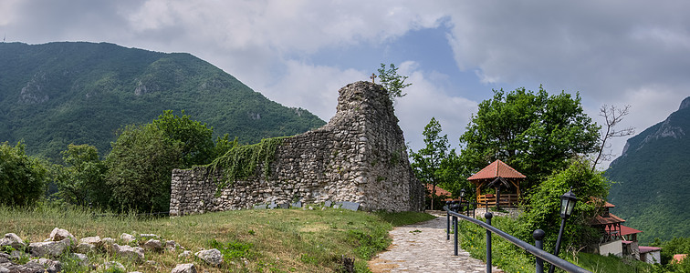 圣圣母院乌斯佩涅修道院 Ovc避难所旅行手风琴温泉峡谷天堂屋顶旅游住房蓝色图片