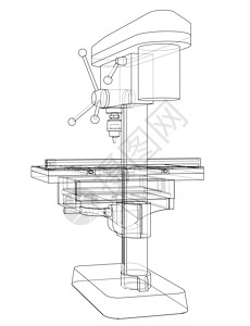 钻床概念技术长椅机器工具工厂工程车床桌子草图渲染图片