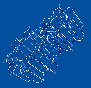 3D齿轮  3 的矢量渲染草图商业旋转车轮工业绘画圆圈装置圆形传动图片