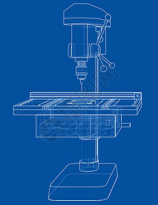 钻床概念桌子工程草图钻孔工业长椅生产加工实验室工厂图片