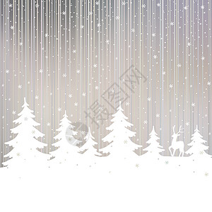 圣诞节背景 冬季风景和鹿 白仙林图片