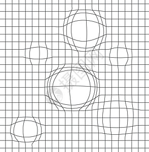 具有网格的几何背景和以下列形式出现的扭曲图片