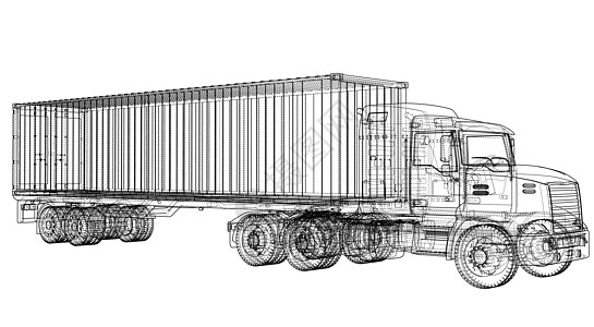 集装箱卡车物流 韦克托草稿蓝图货车货运车辆绘画出口贮存船运进口图片