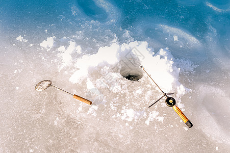 冰渔业季节淡水气候食物渔夫爱好追求蓝色卷轴运动图片