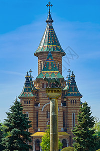 蒂米索拉东正教教堂信仰教会大教堂地标母狼宗教观光建筑尖顶雕塑图片