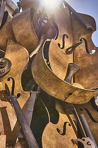 小提琴片古董拆分小提琴件高音小提琴古典音乐音乐会谱号雕塑音乐图片